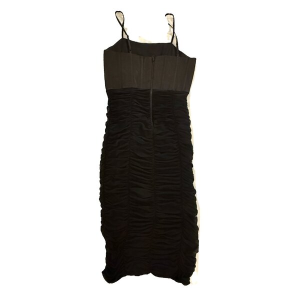 Alice + Olivia Alex Corset Dress Sz 4 Black Mesh Overlay Adjustable Straps - Picture 6 of 7